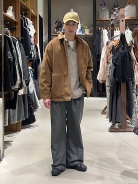 「アイテム（カバーオール）」を使った、大空さん（メンズ・176cm）の冬コーディネート