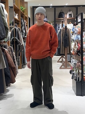 「アイテム（ニットキャップ/ビーニー、グレー系）」を使った、大空さん（メンズ・176cm）の秋コーディネート