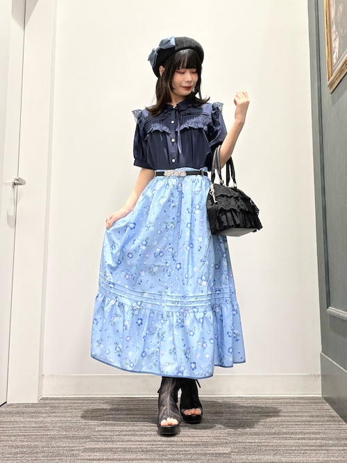 ネモフィラ柄連ボタンスカート（スカート）｜axes femme（アクシーズ