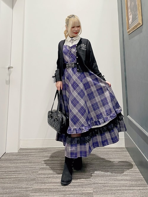 axes femme アクシーズファム タータンチェック柄ジャンスカ ワイン