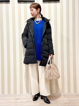「SHOO・LA・RUE（シューラルー）の【洗濯機可/撥水】フェイクファーフード ロングダウン（ダウンジャケット/コート、ブラック系）」を使った、masuyo1219さん（レディース・163cm）の秋コーディネート