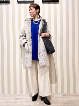 「SHOO・LA・RUE（シューラルー）の【洗濯機可/撥水】フェイクファーフード ロングダウン（ダウンジャケット/コート、ブラック系）」を使った、masuyo1219さん（レディース・163cm）の冬コーディネート