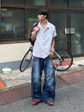 「アイテム（ローファー）」を使った、中村瑞輝(みずきち)さん（メンズ・176cm）の夏コーディネート