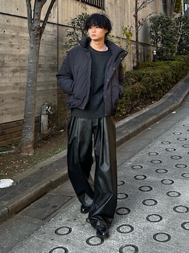 「SINSS（シンス）のアイテム（ダウンジャケット/コート）」を使った、中村瑞輝(みずきち)さん（メンズ・176cm）の冬コーディネート