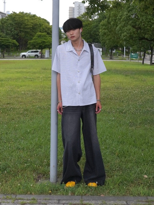 SILVER BUTTON REGULAR COLLAR SHIRT / シルバーボタンレギュラーカラーシャツ