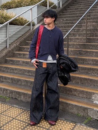 「LANDNESS(ランドネス)の【LANDNESS/ランドネス】LIGHT BOUCLE KNIT SHIRT / ライトブークレ ニットシャツ(シャツ/ブラウス)」を使った、中村瑞輝(みずきち)さん(メンズ・176cm)の春コーディネート