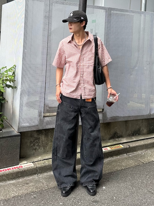DOUBLE KNEE CURVED SEEM BAGGY DENIM