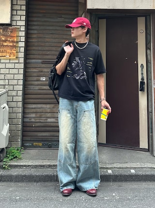 「NEW ERA（ニューエラ）の【NEW ERA/ニューエラ】9FORTY(940) MLBロゴ ベースボールキャップ（キャップ）」を使った、中村瑞輝(みずきち)さん（メンズ・176cm）の夏コーディネート