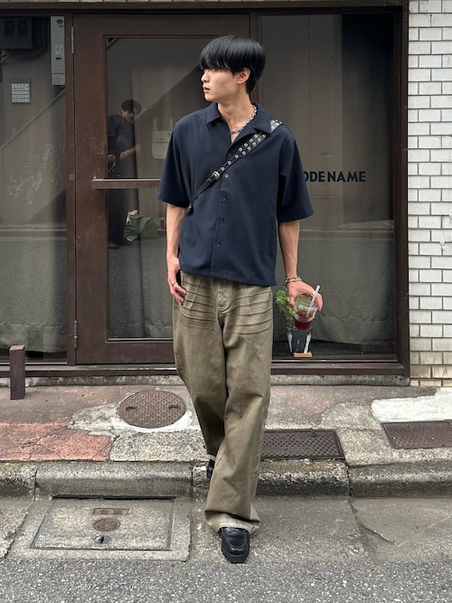 新しい / H LOOSE S (ASSORT)/ルーズハーフスリーブ SHIRT COLLAR OPEN トップス
