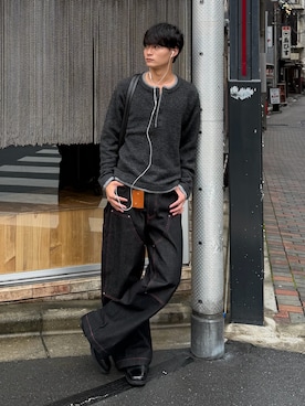 「SINSS（シンス）のアイテム（パンツ）」を使った、中村瑞輝(みずきち)さん（メンズ・176cm）の秋コーディネート