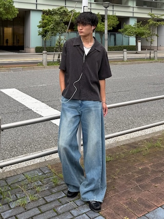 「CLEL（クレイル）の【CLEL】Linen Blend Short Sleeve Shirt / リネンブレンド 半袖シャツ（シャツ/ブラウス）」を使った、中村瑞輝(みずきち)さん（メンズ・176cm）の夏コーディネート