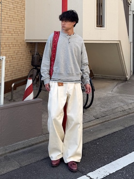 「SINSS（シンス）のアイテム」を使った、中村瑞輝(みずきち)さん（メンズ・176cm）の春コーディネート