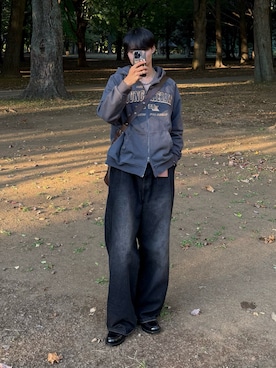 「Alfred Alex（アルフレッドアレックス）のアイテム（パンツ）」を使った、中村瑞輝(みずきち)さん（メンズ・176cm）の秋コーディネート