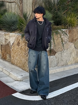 「アイテム（ジャケット/アウター、グレー系）」を使った、中村瑞輝(みずきち)さん（メンズ・176cm）の冬コーディネート