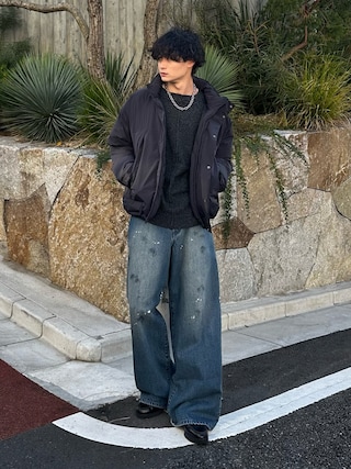 「SINSS（シンス）のSmooth switching crew neck knit / スムーススイッチングクルーネックニット（ニット/セーター）」を使った、中村瑞輝(みずきち)さん（メンズ・176cm）の冬コーディネート