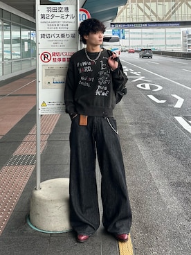 「アイテム（ウォレットチェーン）」を使った、中村瑞輝(みずきち)さん（メンズ・176cm・20代）の秋コーディネート
