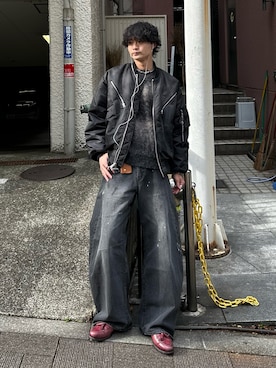 「アイテム（MA-1）」を使った、中村瑞輝(みずきち)さん（メンズ・176cm）の冬コーディネート