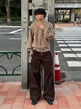 「Adoon plain（アドーンプレーン）のアイテム（トップス）」を使った、中村瑞輝(みずきち)さん（メンズ・176cm）の秋コーディネート