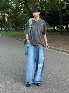「アイテム（バッジ）」を使った、中村瑞輝(みずきち)さん（メンズ・176cm）の夏コーディネート