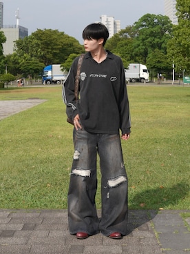 「アイテム（ローファー）」を使った、中村瑞輝(みずきち)さん（メンズ・176cm）の夏コーディネート
