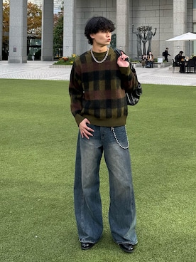 「アイテム（ウォレットチェーン）」を使った、中村瑞輝(みずきち)さん（メンズ・176cm）の秋コーディネート