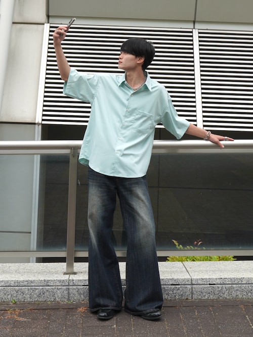 【LUENNA】Short Sleeve Regular Collar Shirt / 半袖レギュラーカラーシャツ