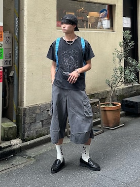 「アイテム（カーゴパンツ）」を使った、中村瑞輝(みずきち)さん（メンズ・176cm・20代）の夏コーディネート
