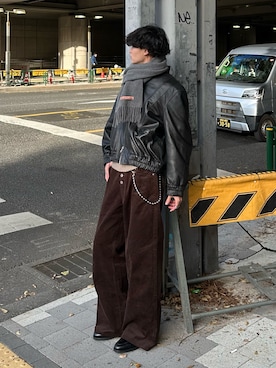 「Adoon plain（アドーンプレーン）のアイテム（トップス）」を使った、中村瑞輝(みずきち)さん（メンズ・176cm）の冬コーディネート