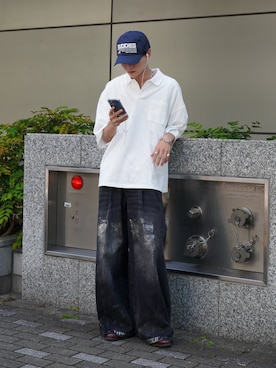 「アイテム（帽子、ブルー系）」を使った、中村瑞輝(みずきち)さん（メンズ・176cm）の夏コーディネート
