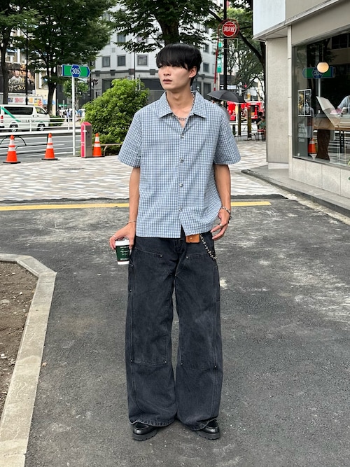 DOUBLE KNEE CURVED SEEM BAGGY DENIM