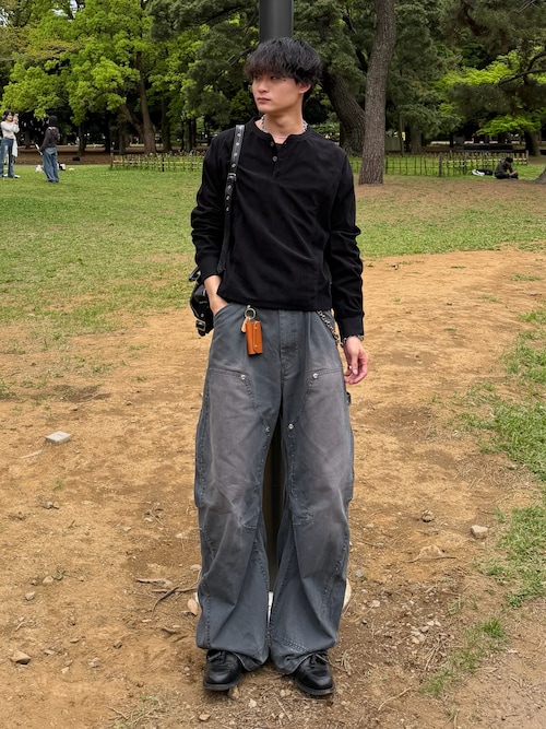 「ANDER HUNK（アンダーハンク）のHenry neck Short Rib LS / ヘンリーネックショートリブロングスリーブ（Tシャツ/カットソー）」を使った、中村瑞輝(みずきち)さん（メンズ・176cm）の春コーディネート
