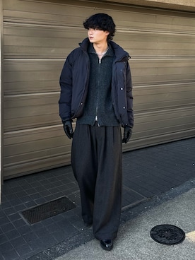 「SINSS（シンス）のアイテム（ダウンジャケット/コート）」を使った、中村瑞輝(みずきち)さん（メンズ・176cm）の冬コーディネート