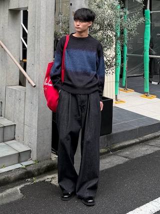 「SINSS（シンス）のWool blend gradation knit / ウールブレンドグラデーションニット（ニット/セーター）」を使った、中村瑞輝(みずきち)さん（メンズ・176cm）の秋コーディネート