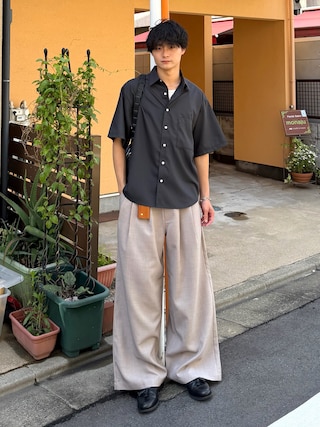 「SINSS（シンス）のWide silhouette HS shirt / ワイドシルエットHSシャツ（シャツ/ブラウス）」を使った、中村瑞輝(みずきち)さん（メンズ・176cm）の夏コーディネート