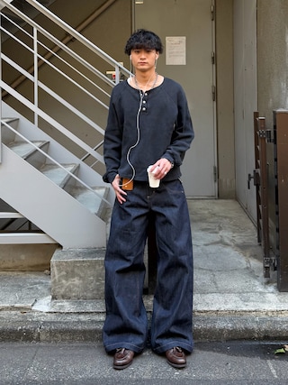 「ANDER HUNK（アンダーハンク）のMetal Henry neck Thermal / メタルヘンリーネックサーマル（Tシャツ/カットソー）」を使った、中村瑞輝(みずきち)さん（メンズ・176cm）の春コーディネート