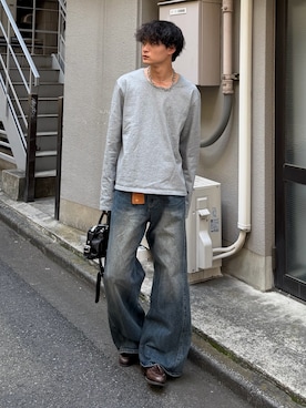 「WYM LIDNM（ウィム バイ リドム）のアイテム」を使った、中村瑞輝(みずきち)さん（メンズ・176cm）の春コーディネート