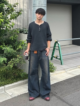 「アイテム（ウォレットチェーン）」を使った、中村瑞輝(みずきち)さん（メンズ・176cm）の秋コーディネート