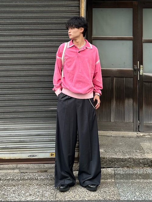 Center press two tuck wide straight slacks / センタープレス