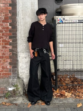「アイテム（キーケース/キーアクセサリー、ブラウン系）」を使った、中村瑞輝(みずきち)さん（メンズ・176cm）の秋コーディネート