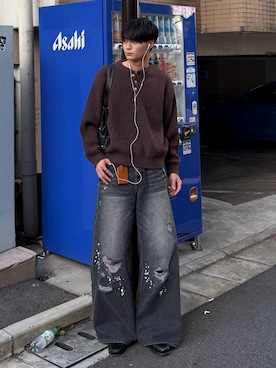 「アイテム（財布/小物、ブラウン系）」を使った、中村瑞輝(みずきち)さん（メンズ・176cm）の秋コーディネート