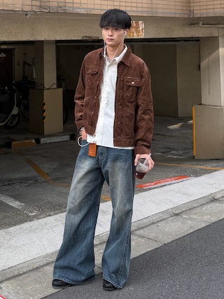 「WYM LIDNM(ウィム バイ リドム)のMICRO SPAN CROPPED SHIRT(シャツ/ブラウス)」を使った、中村瑞輝(みずきち)さん(メンズ・176cm)の秋コーディネート