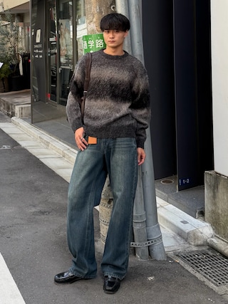 「SINSS(シンス)のWool blend gradation knit / ウールブレンドグラデーションニット(ニット/セーター)」を使った、中村瑞輝(みずきち)さん(メンズ・176cm)の秋コーディネート