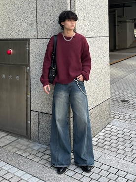 「アイテム（ウォレットチェーン）」を使った、中村瑞輝(みずきち)さん（メンズ・176cm）の秋コーディネート