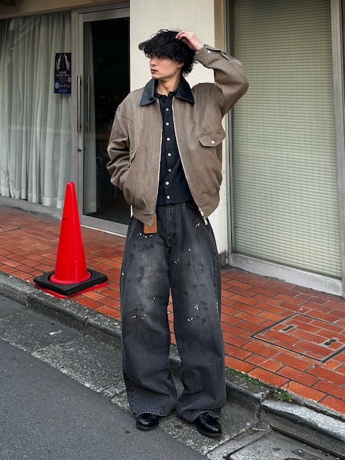 Faux Leather Collar Duck Jacket / 襟切替ダックジャケット（ブルゾン