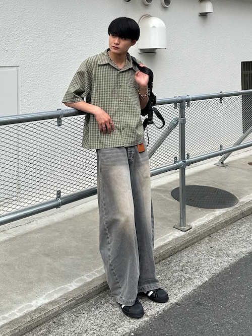 cropped check shirt/クロップドチェックシャツ