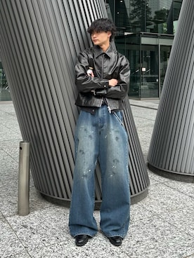 「アイテム（カーディガン/ボレロ）」を使った、中村瑞輝(みずきち)さん（メンズ・176cm）の秋コーディネート