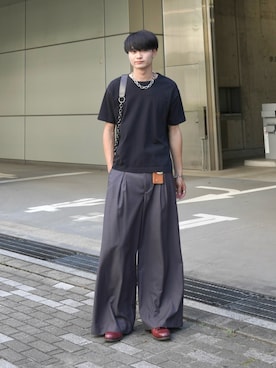 「アイテム（スラックス）」を使った、中村瑞輝(みずきち)さん（メンズ・176cm）の夏コーディネート