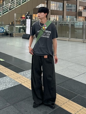「アイテム（財布/小物、ブラウン系）」を使った、中村瑞輝(みずきち)さん（メンズ・176cm）の夏コーディネート