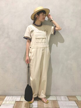 「POU DOU DOU（プードゥドゥ）のアイテム（サロペット/オーバーオール）」を使った、kondoさん（レディース・156cm）の夏コーディネート