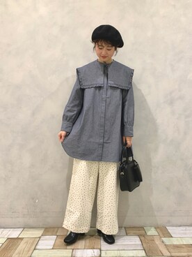 「POU DOU DOU（プードゥドゥ）のチャームポーチ付きショルダーバッグ（ショルダーバッグ、ブラック系）」を使った、kondoさん（レディース・156cm）の秋コーディネート